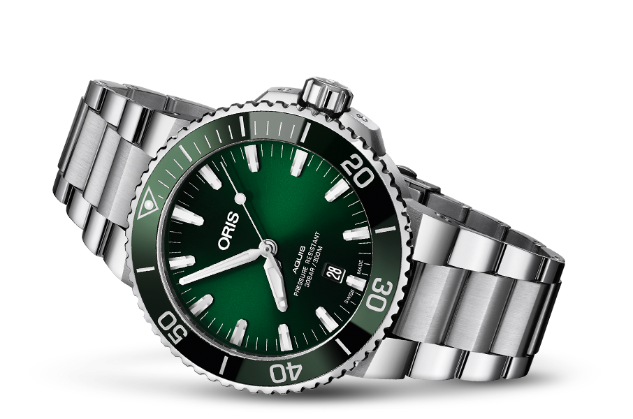 オリス アクイスデイト 43.5 mm ステンレススティール（グリーンダイヤル）